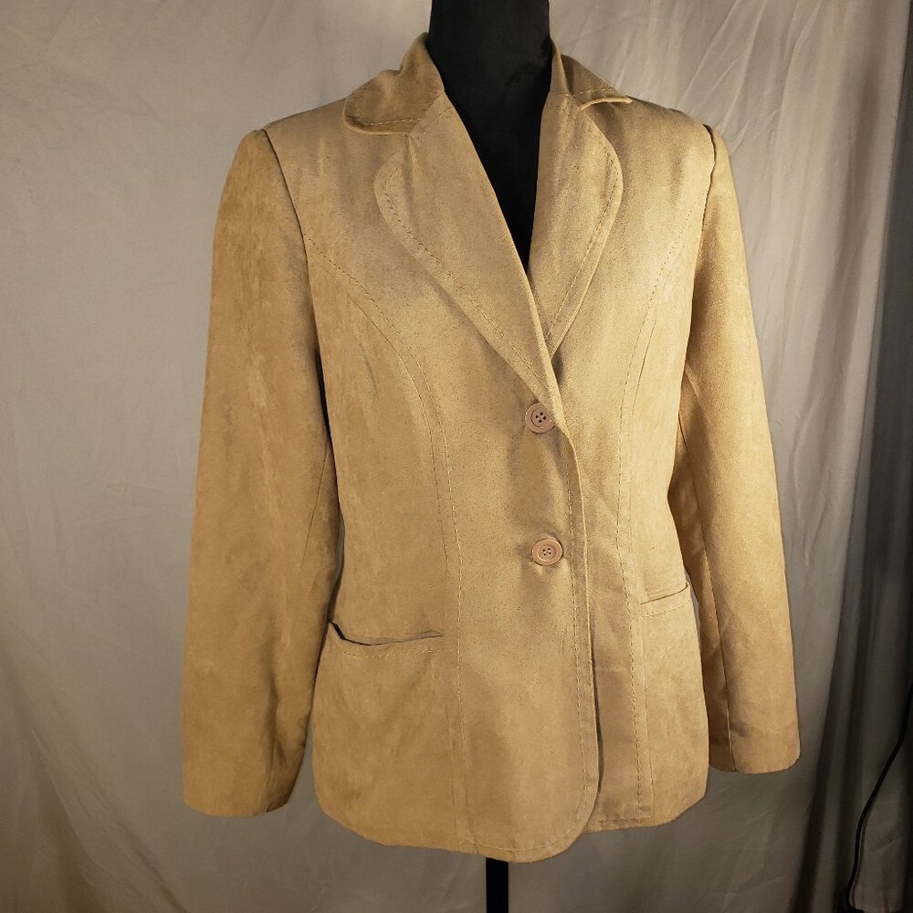 Kim Rogers Collection Tan Faux Suede Blazer - M